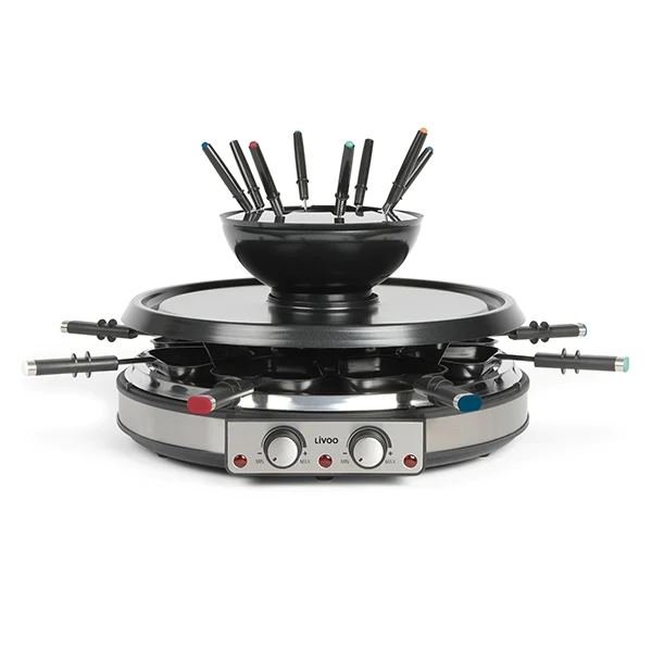 Appareil à raclette grill et fondue 8 personnes 1900 W DOC265 Livoo