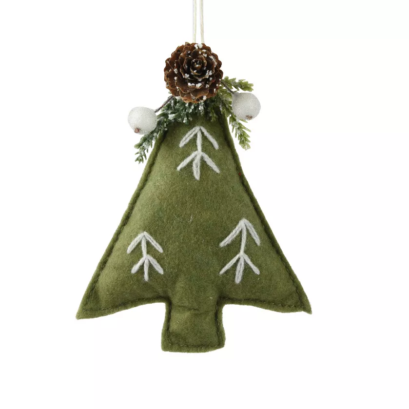 Sapin en feutrine à suspendre (H13 cm) Alpin Vert romarin