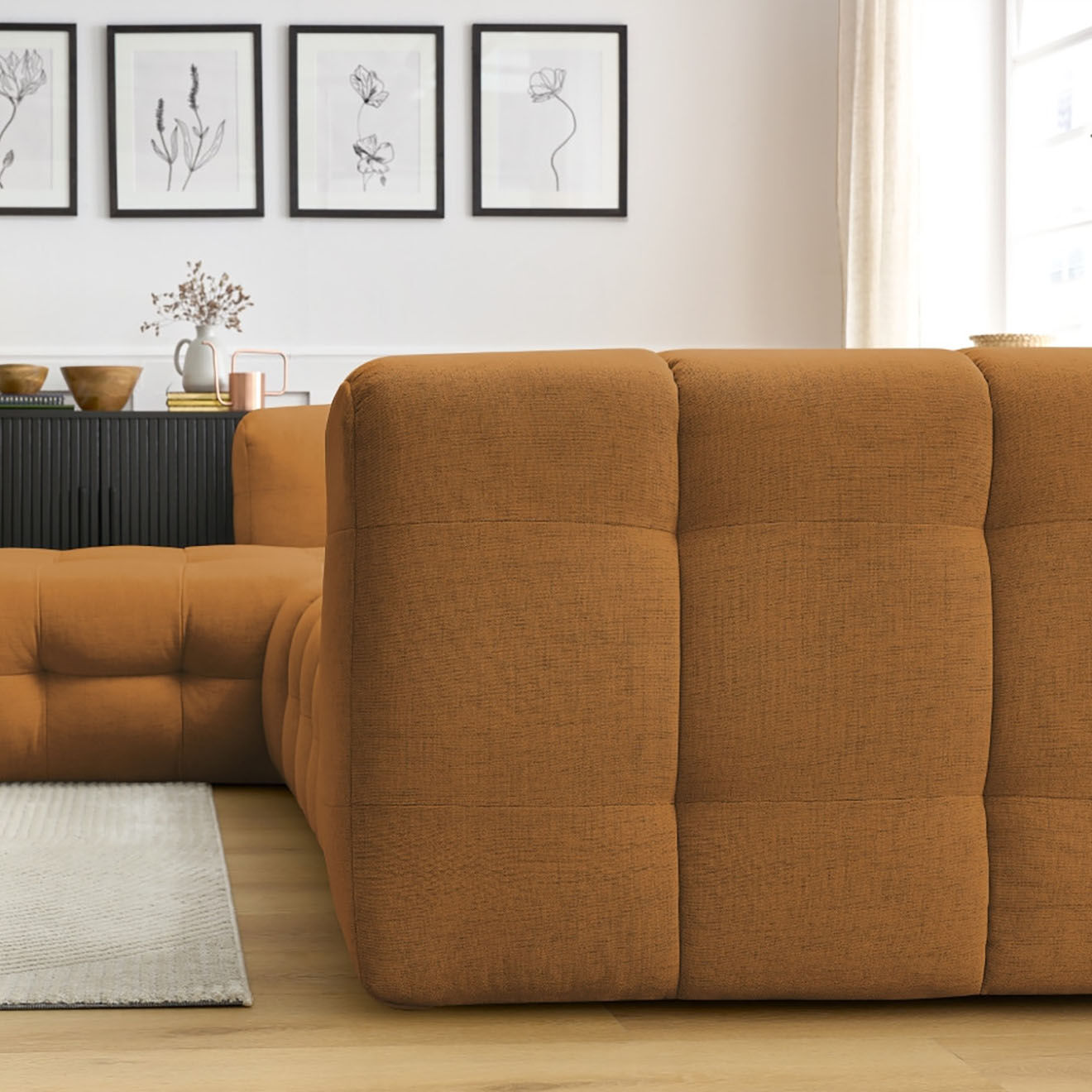 Bobochic Canapé d'angle gauche cloud jaune - 288x184x75 cm