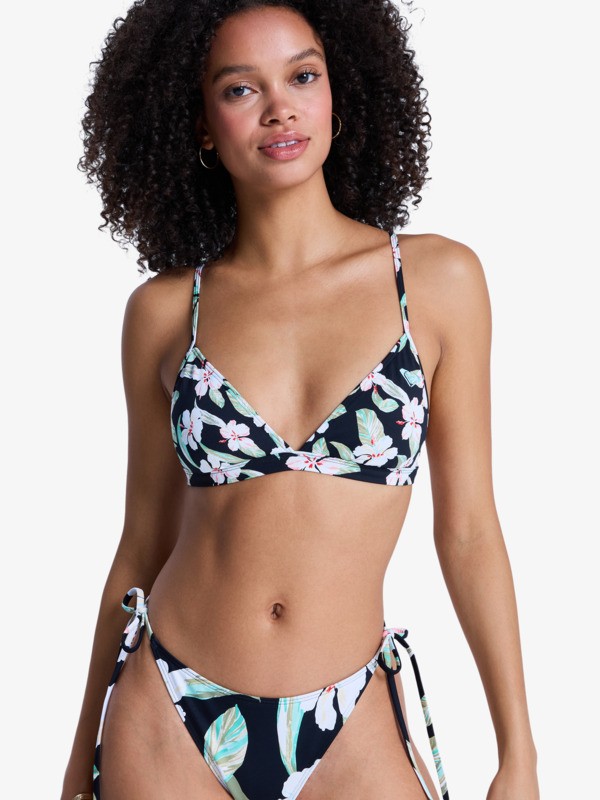 Printed Essentials Fixed Tri Haut de bikini triangle Noir Femme