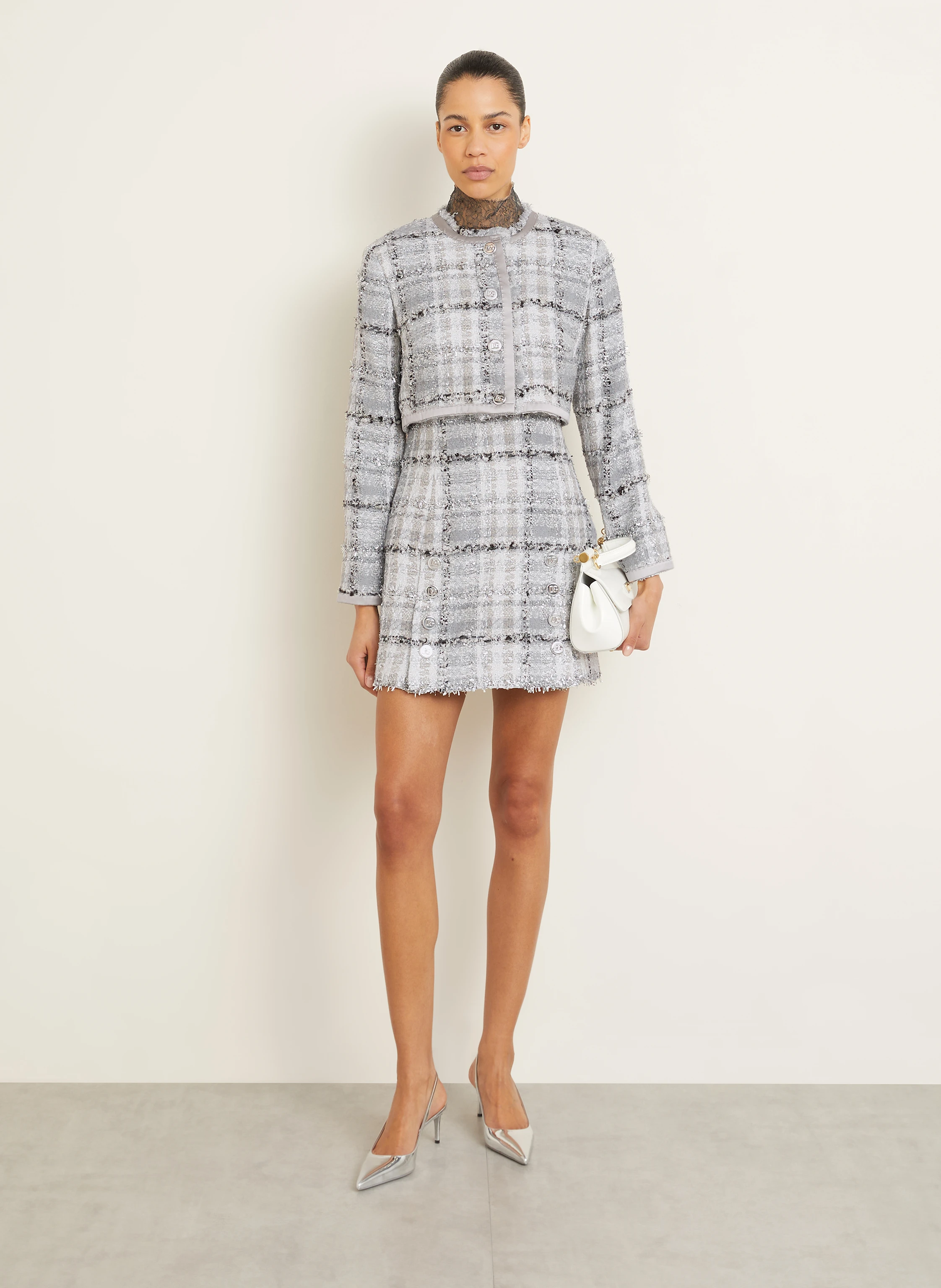 DOLCE & GABBANA Cropped-Jacke RACHEL aus Tweed mit Glitzergarn