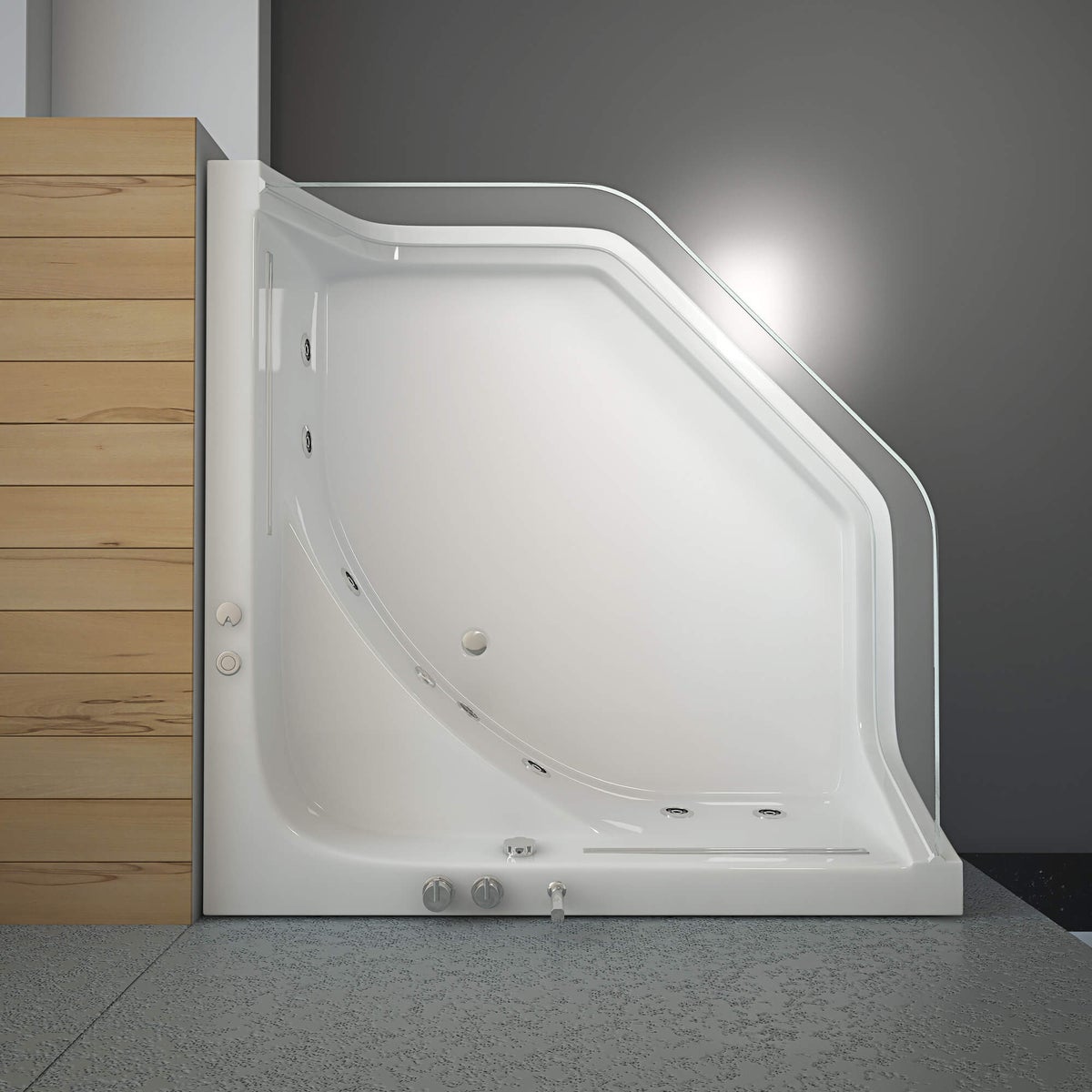 Home Deluxe - Whirlpoolbad - PACIFICO wit met lichttherapie en massage - Afmetingen 150 x 150 x 55 cm | Hoekbad, binnenbad, 2 personen