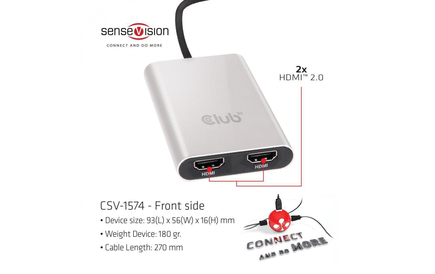 Adapter CSV-1574 Thunderbolt 3 - HDMI<br>Dual Monitor 4K 60Hz Thunderbolt 3 auf HDMI 2.0 Adapter