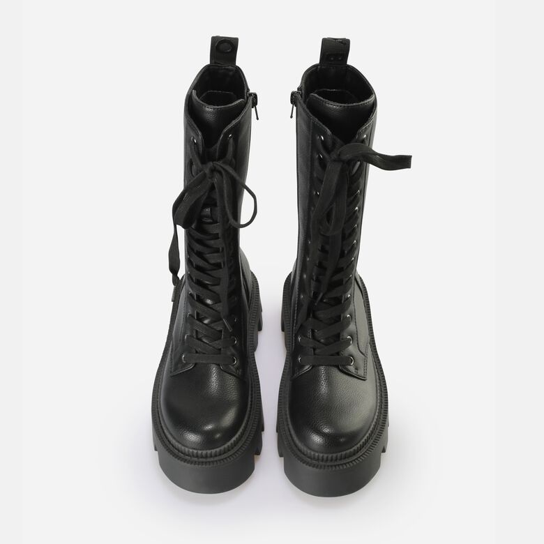 Flora Laceup HI Bottes vegan, noir