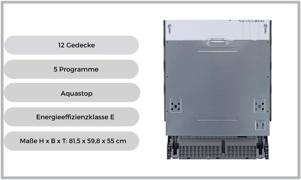 PKM Geschirrspüler GSP12-5FI Einbau 11 Liter 12 Gedecke 5 Programme
