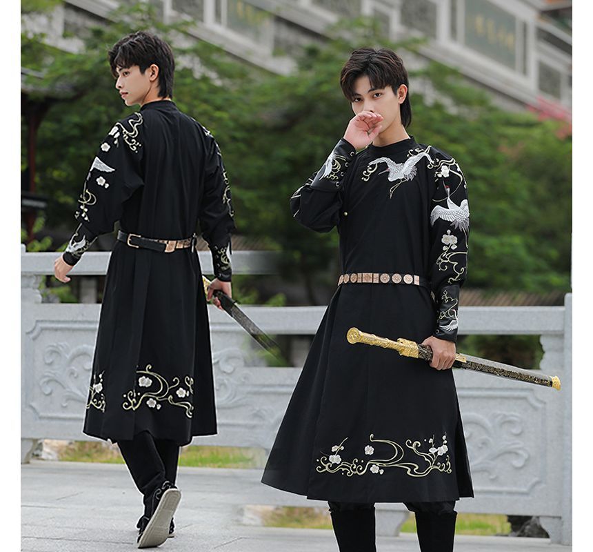 Pinocle - Kraanvogel Hanfu met lange mouwen, lange top / mouwen / riem