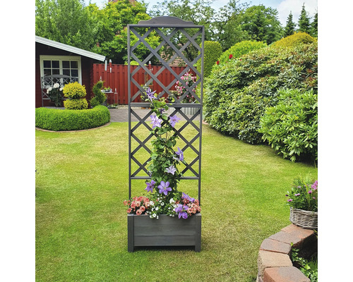 Bloembak met trellis Botanica promadino hout 69 x 32 x 210 cm grijs