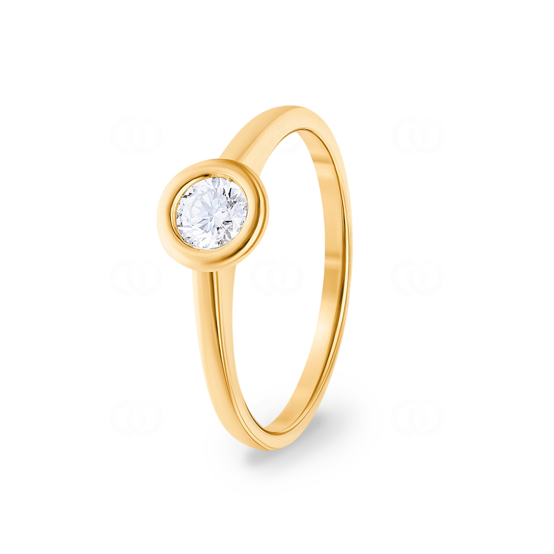 0.30 Karat Diamant Verlobungsring 750/18 K Gelbgold in Zargenfassung