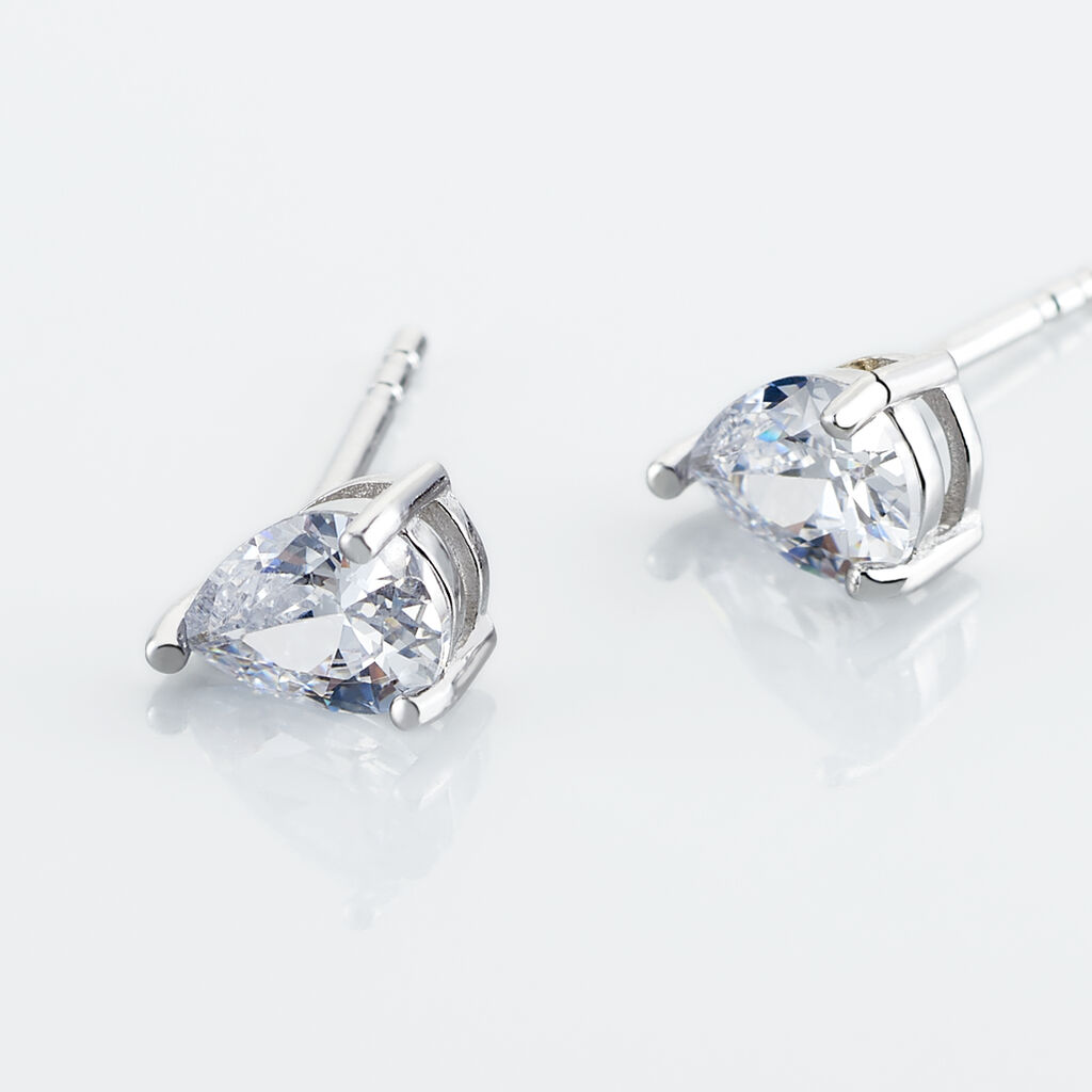 Boucles D'oreilles Puces Clarysse Argent Blanc Oxyde De Zirconium