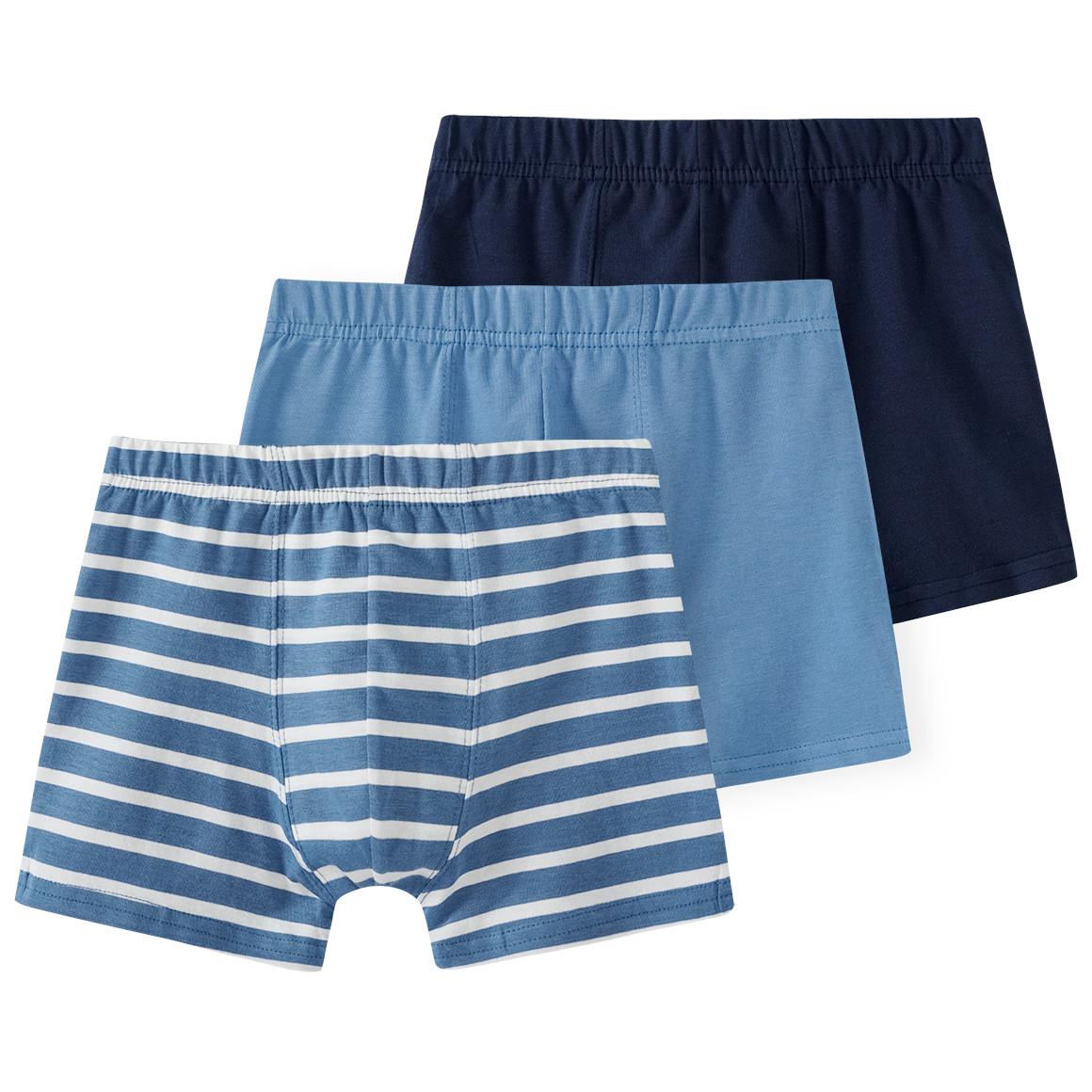 Famy 3 Jungen Boxer mit Bio Baumwolle blau / dunkelblau / weiss