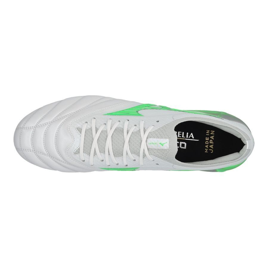 Mizuno Morelia Neo IV Beta Made in Japan FG/AG Frontier - Blanc/Vert Néon/Cool Gray