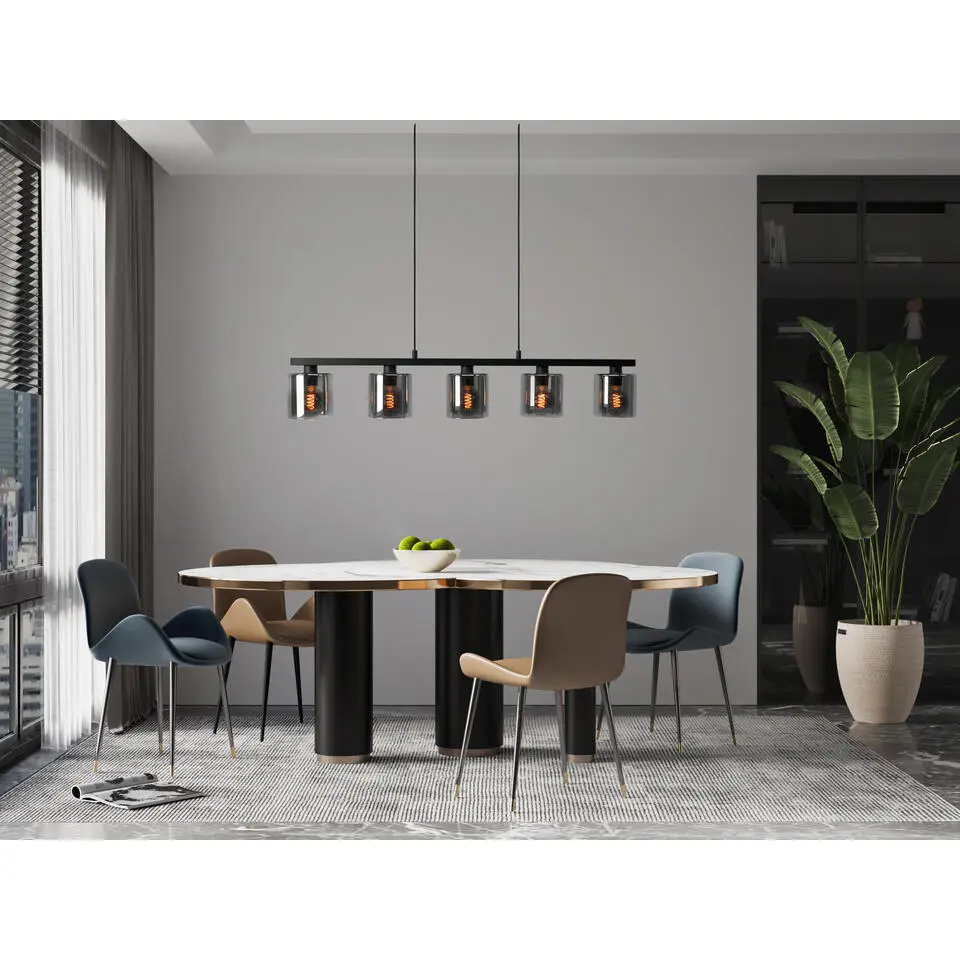 EGLO Cadley Hanglamp - E27 - 121 cm - Rookglas - Smoke - Zwart