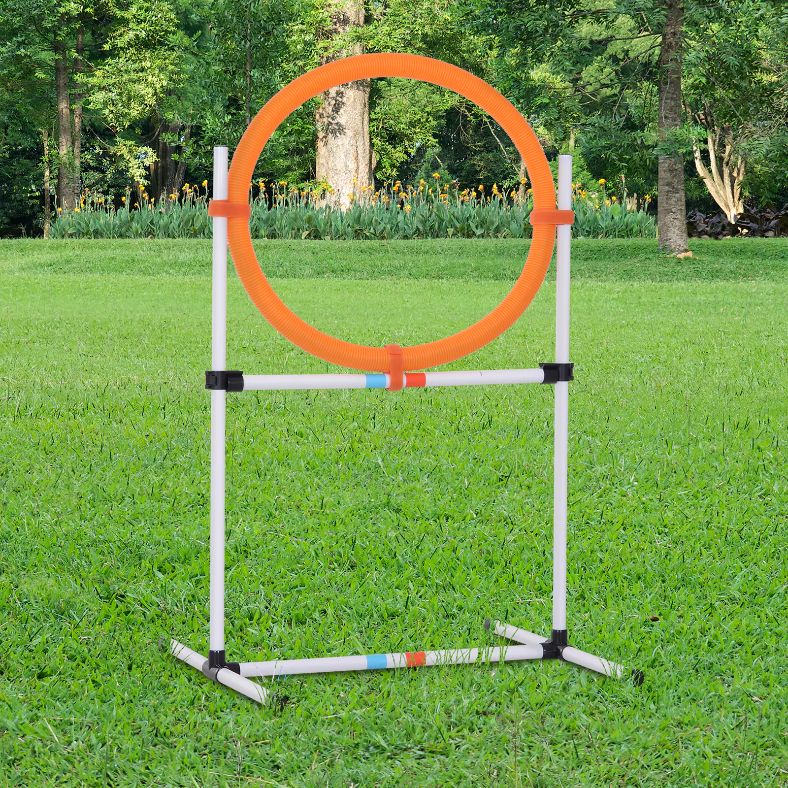 PawHut Hundetrainingsset mit Springring orange, weiß 74,5 x 66 x 91 cm (BxTxH)