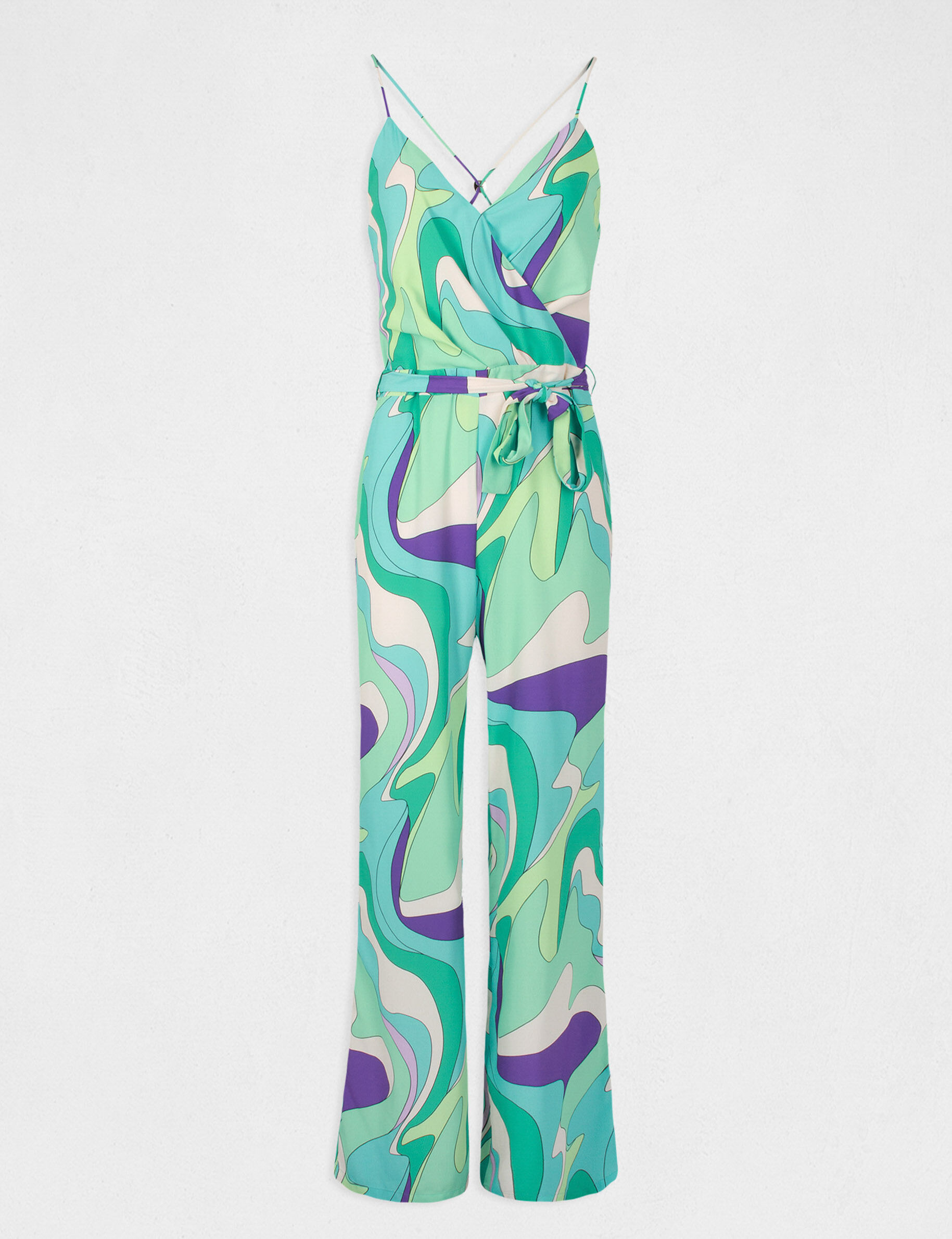 Combinaison jambe large imprimé abstrait multico femme - multico