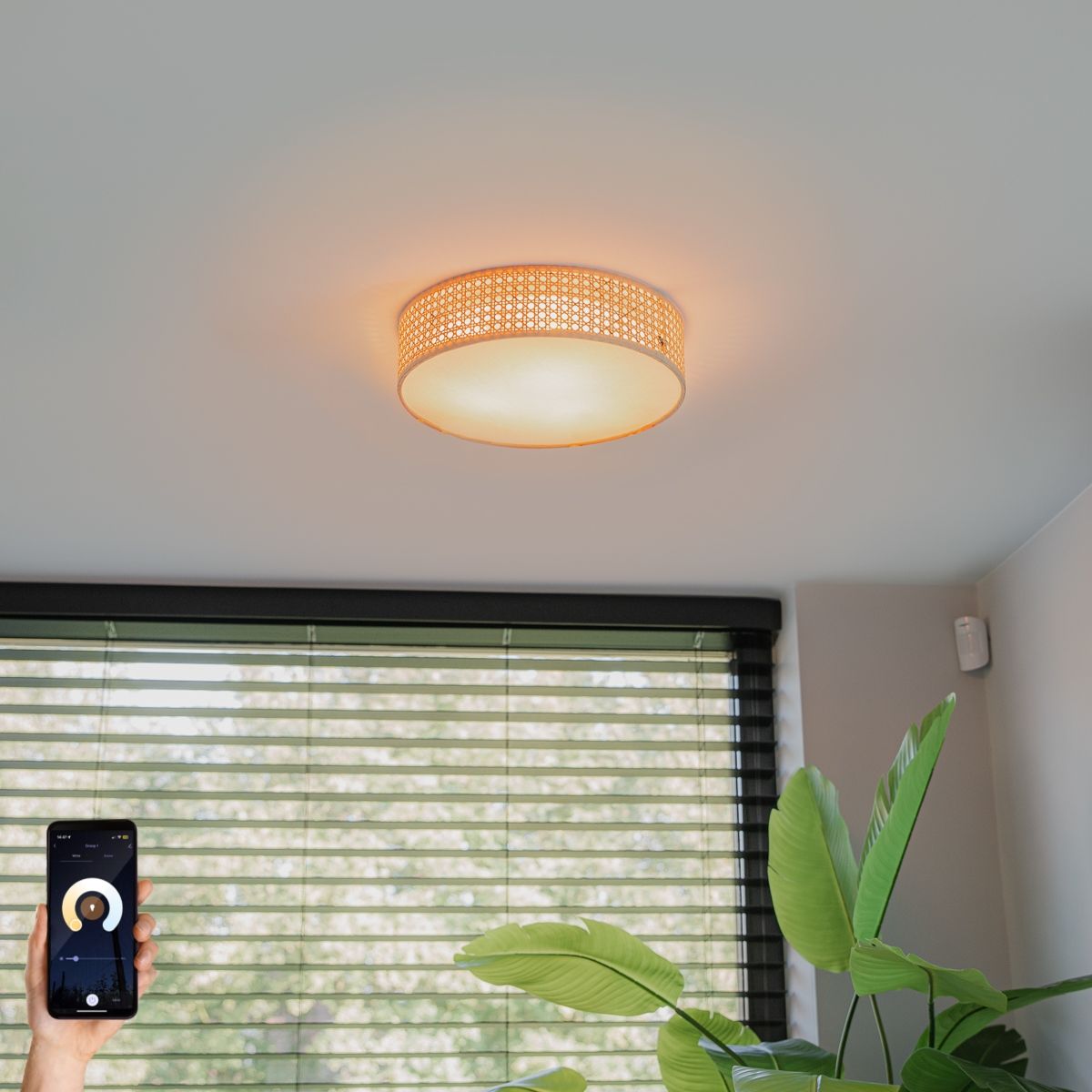 Smart plafondlamp rotan 40 cm 3-lichts incl. 3 Wifi P45 - Tromma