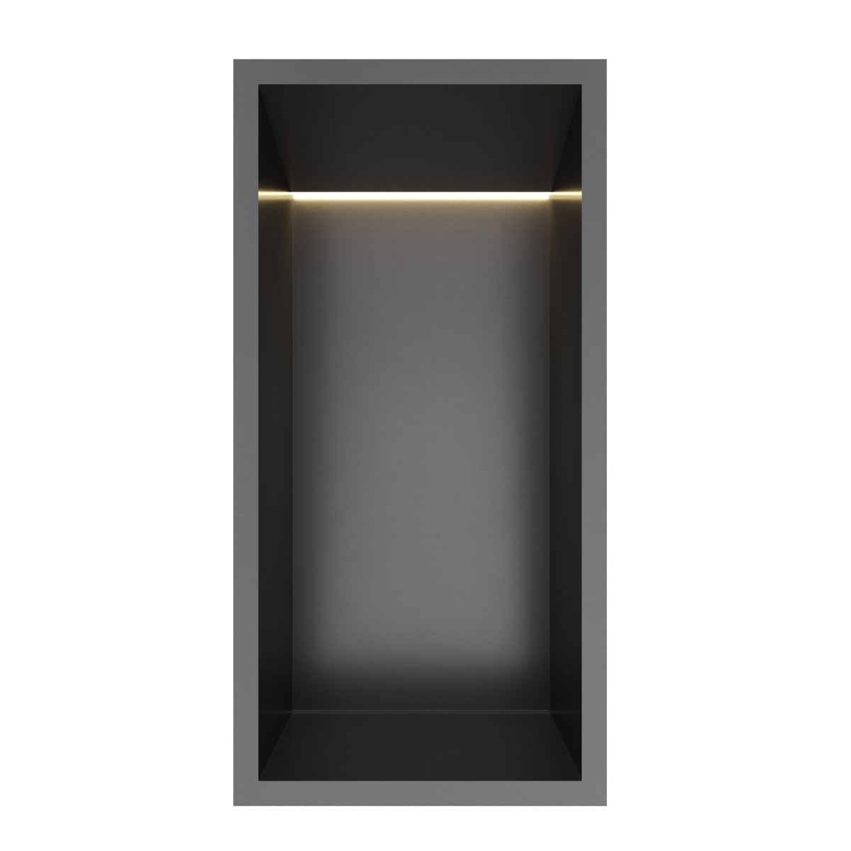 Hotbath &More inbouwnis met verlichting 30x15x10cm geborsteld zwart PVD