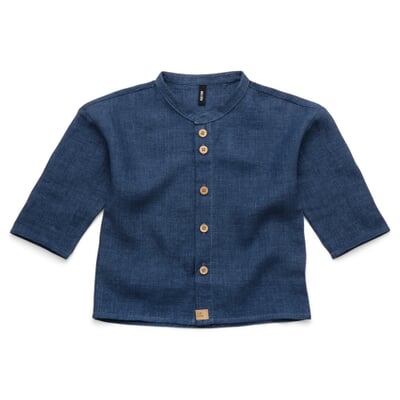 Kinder-Hemd Leinen, Denimblau