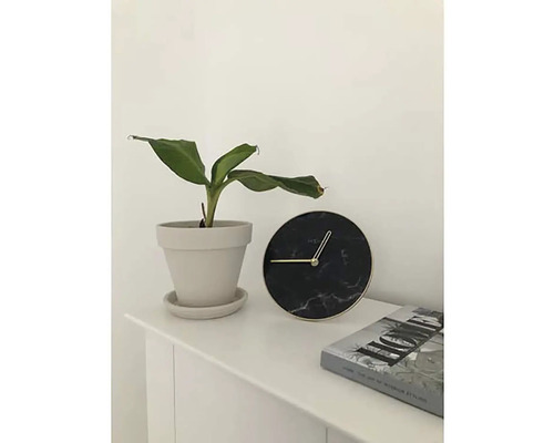 Tafelklok Marmerglas zwart Ø 20 cm