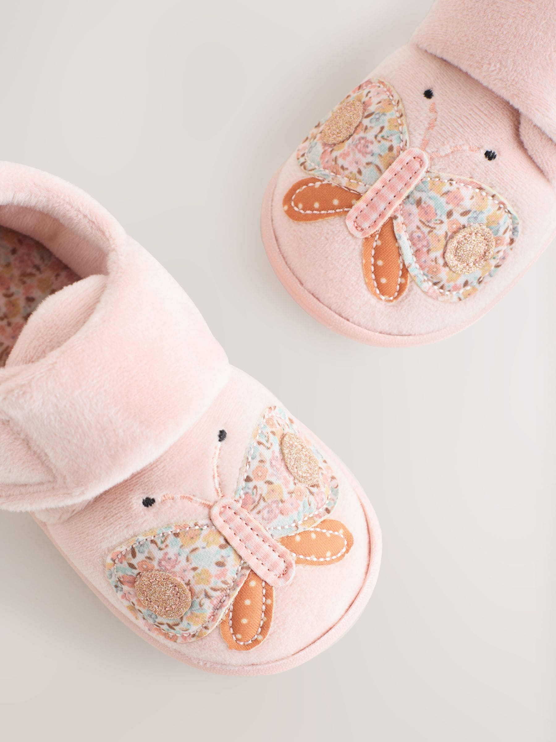 Roze vlinders - Pantoffels met antislip-zool