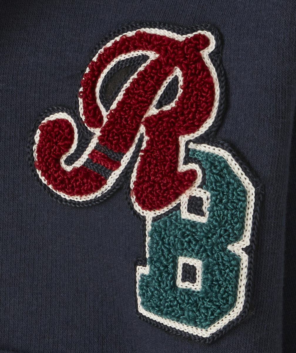 GILET ZIPPÉ GARÇON BLEU MARINE AVEC PATCH EN BOUCLETTES COLORÉ
