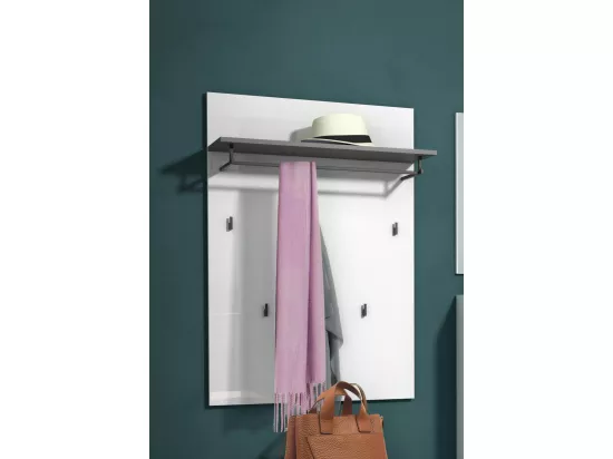 Portemanteau Dballotour, Portemanteau, Surmatelas, Cintre mural, Made in Italy, 80x25h115 cm, Blanc brillant et anthracite