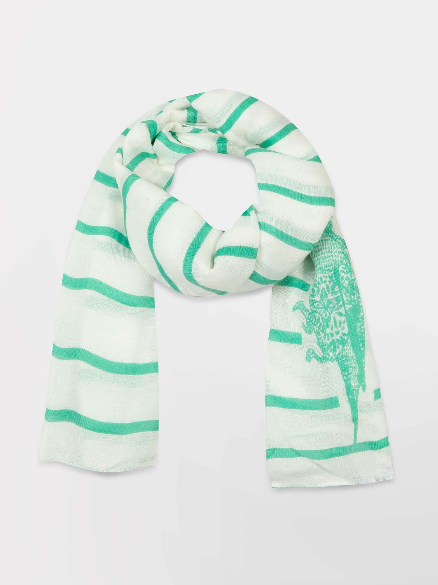 Foulard Femme Rayures Fines Blanc & Vert