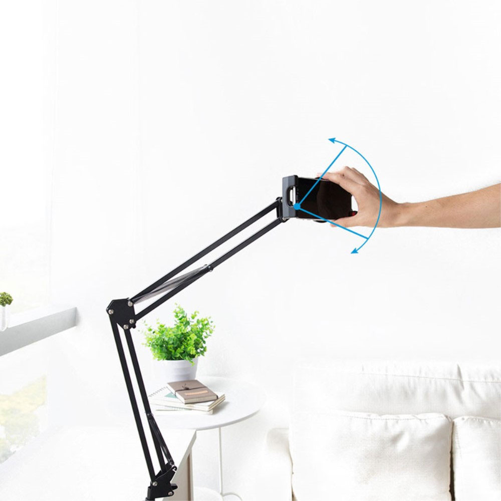360° Grad Langarm Tisch Ständer Alu Desktop Halterung für Smartphones / Tablets mit Tischhalterung (3.5