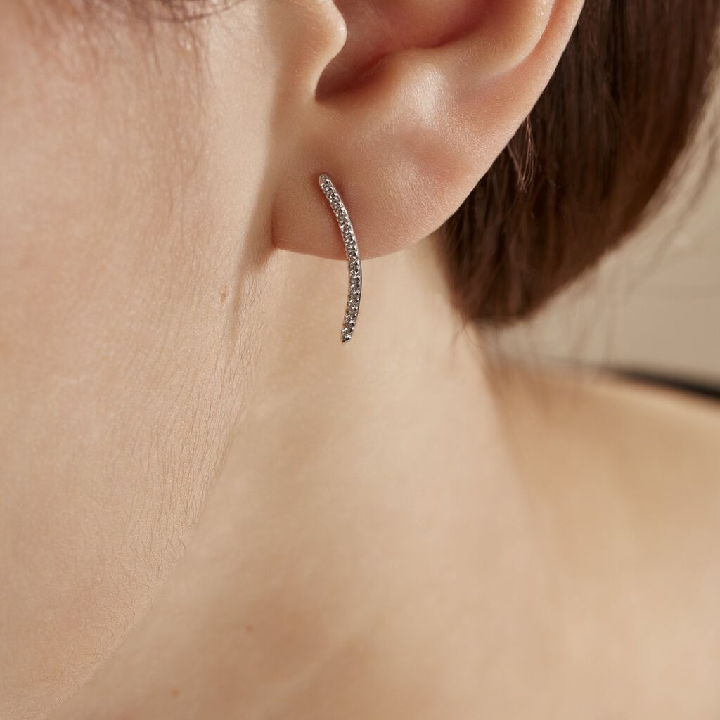 Bijoux D'oreilles Eleana Or Blanc Oxyde De Zirconium
