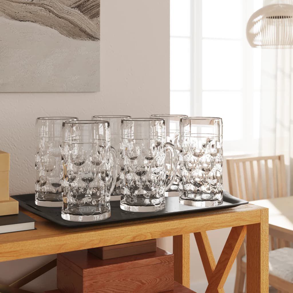 vidaXL Bierpullen met glazen handvat, 6 stuks, 500 ml