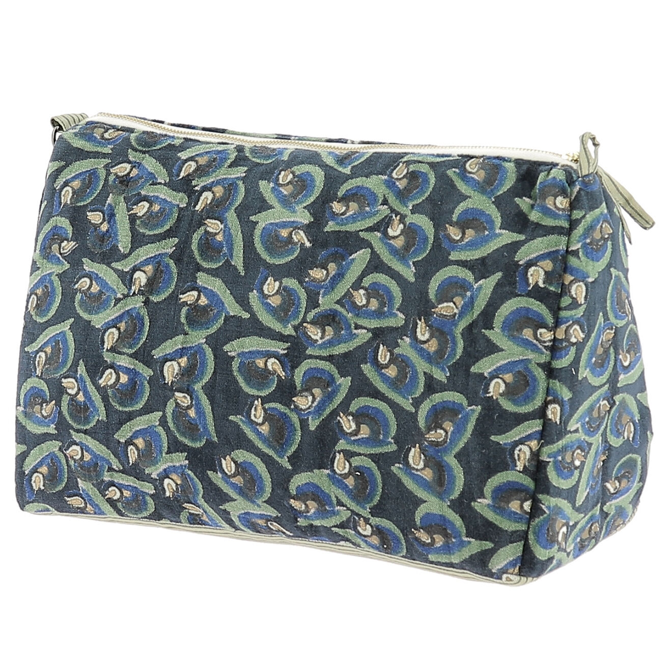 En Fil d'Indienne Trousse de toilette XL Art Déco indigo - 34x22x15 cm