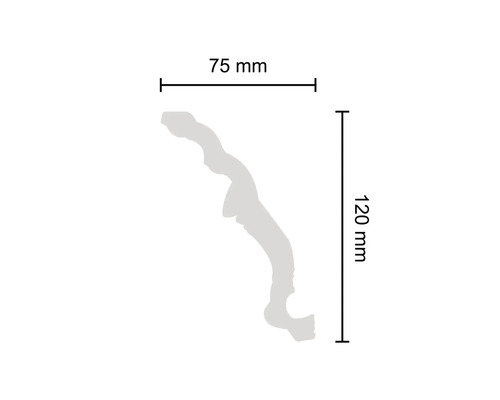 Plafondlijst EPS Greta 1 st. 2 m, 75 x 120 mm
