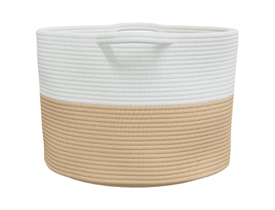 VIDAXL - Panier à linge beige et blanc ø55x36 cm coton