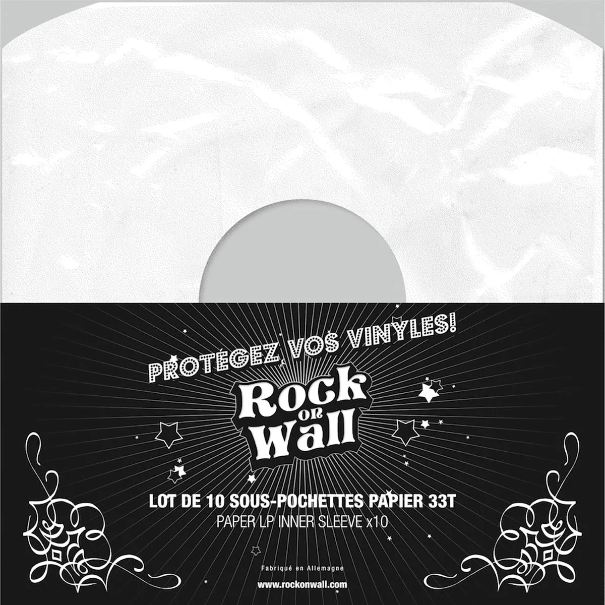 Rock on Wall Sous-pochette papier blanc 33T (lot de 10) Pochettes vinyles
