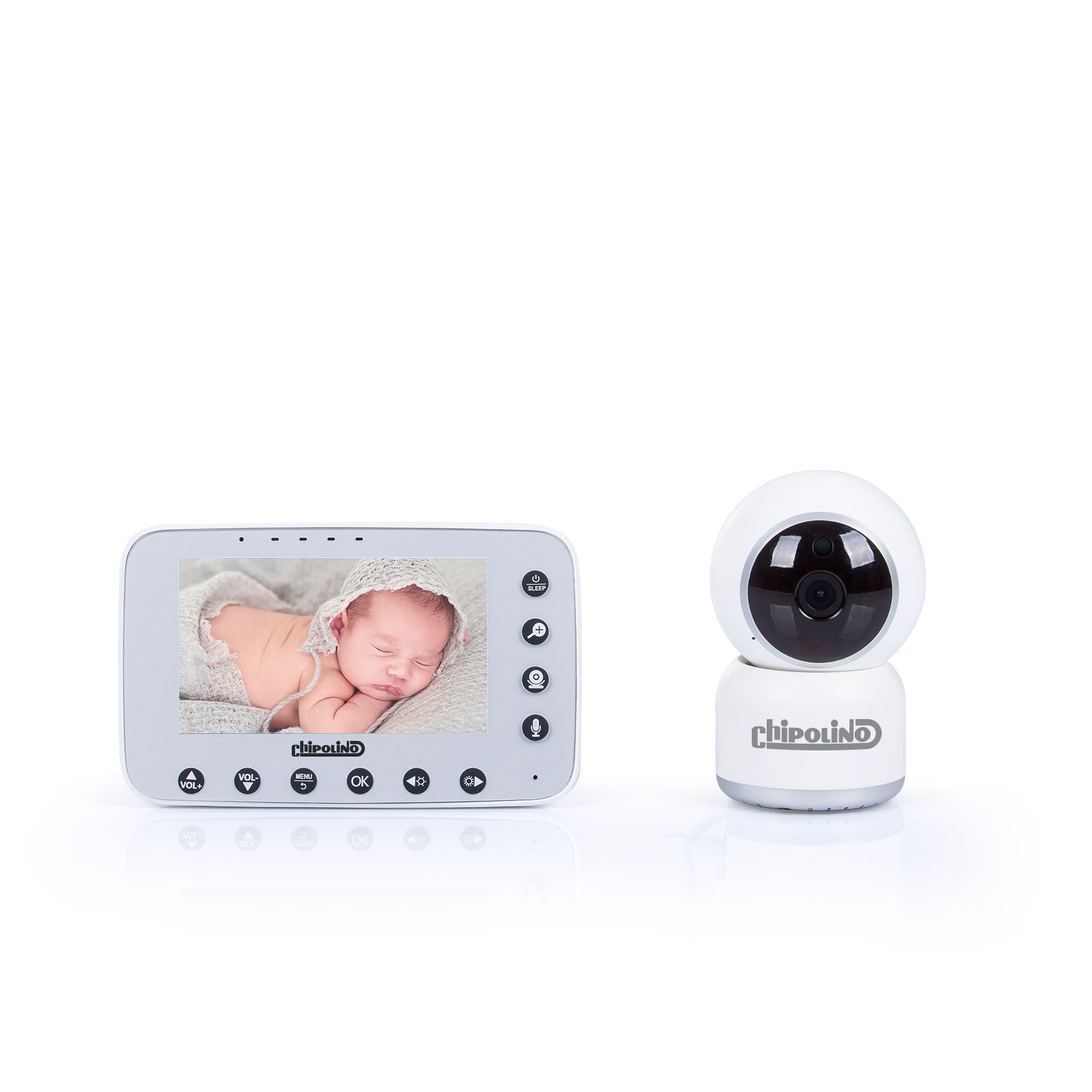 Chipolino Video-Babyphone Atlas 4,3 Zoll, Nachtsicht, Alarm, Temperatursensor weiß