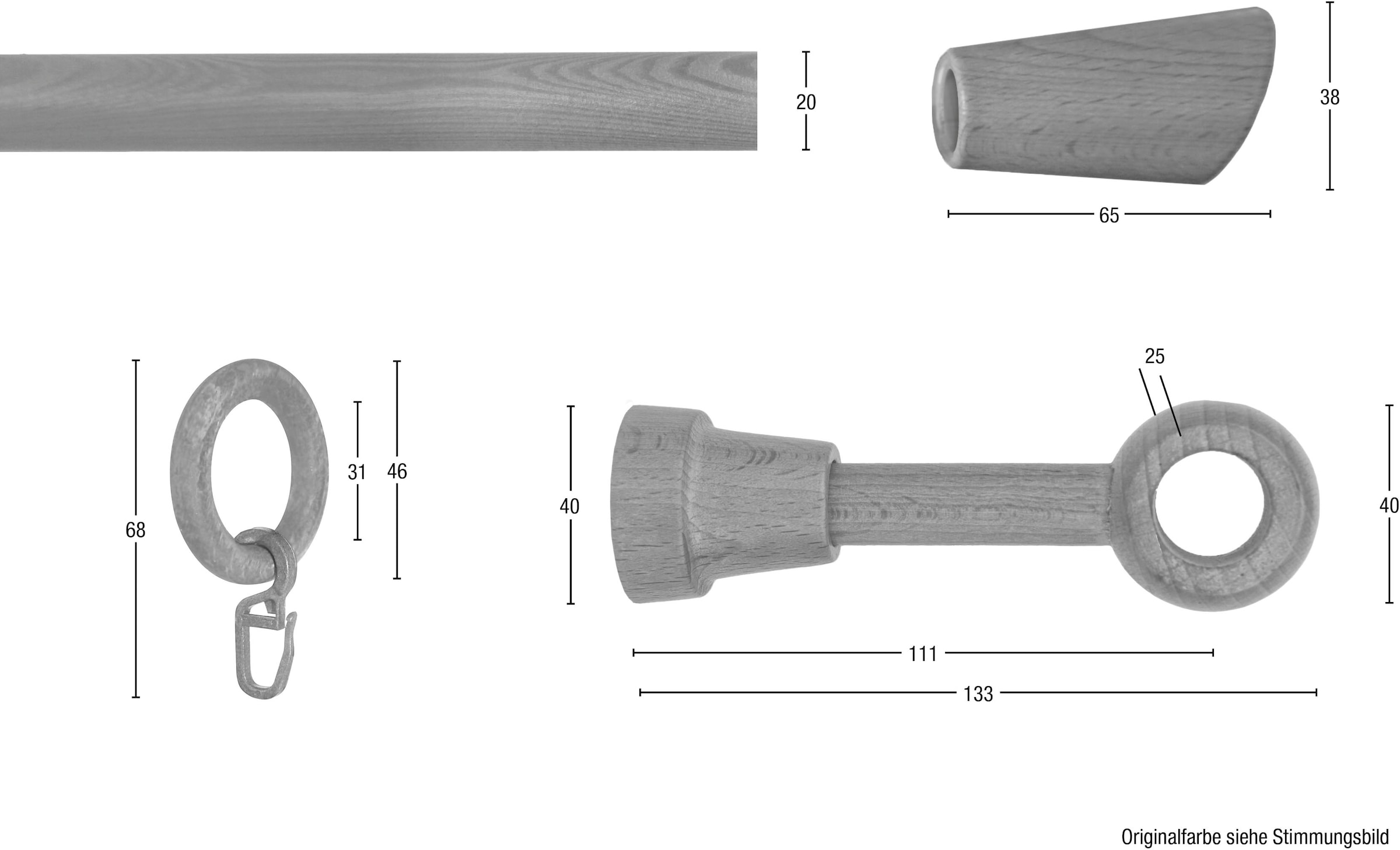 GARESA Gardinenstange »Digo« 1 läufig-läufig Fixmass Fixlänge 120, 160, 200 cm, mit Ringe