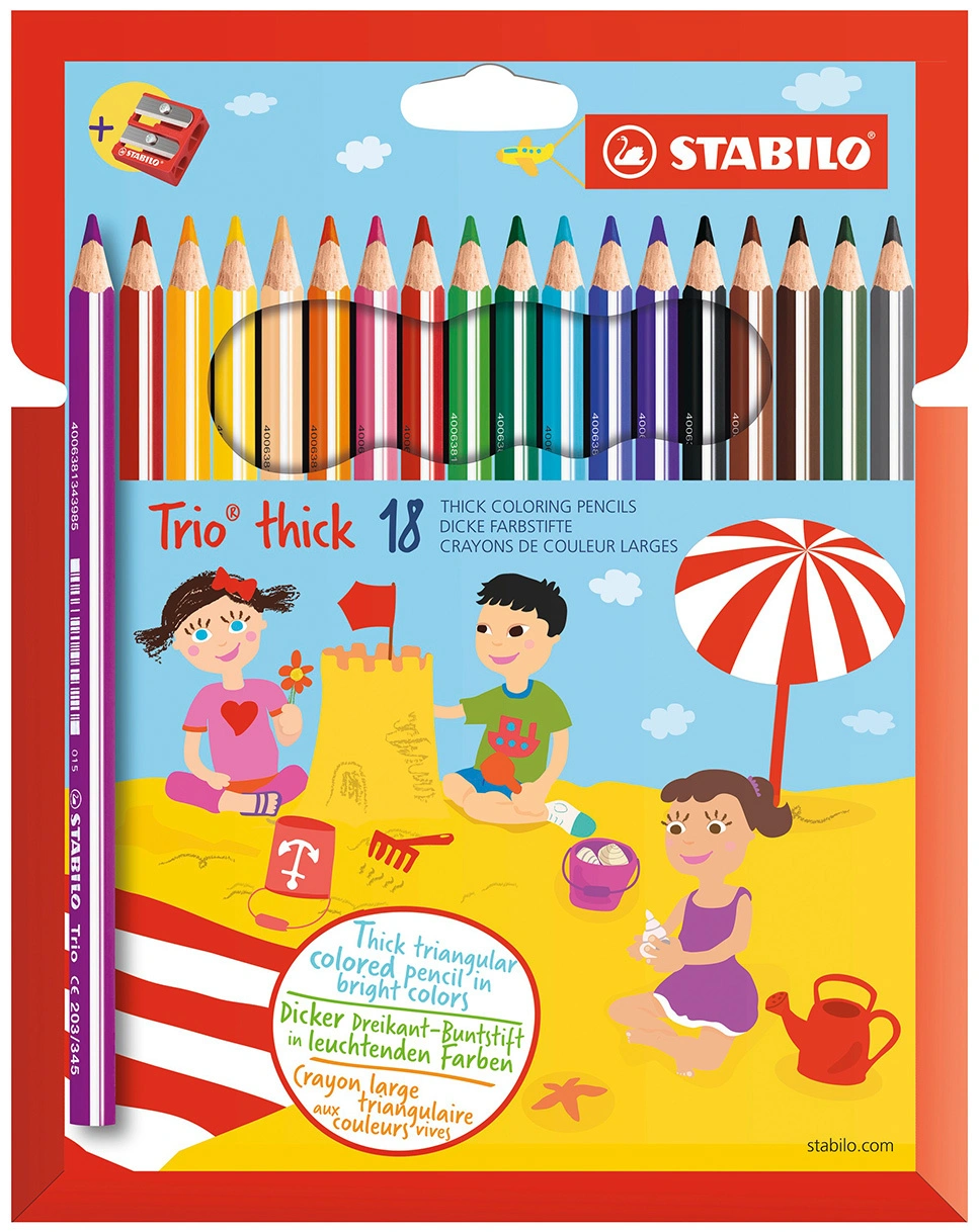 Buntstift STABILO® Trio dick 18er-Pack mit Spitzer