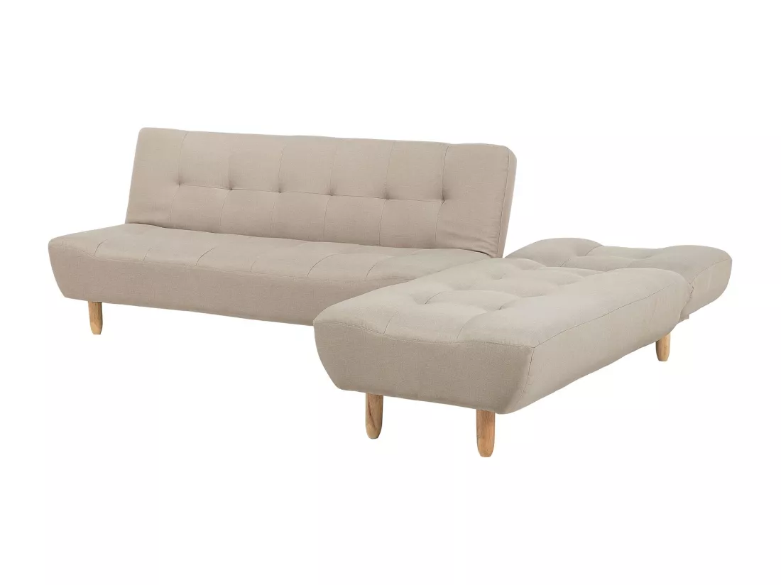 Canapé angle à droite convertible en tissu beige 4 places ALSTEN