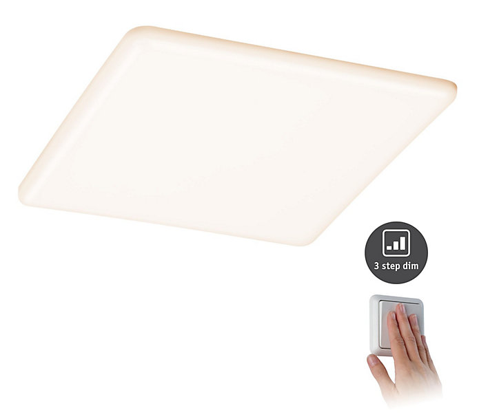 Panneau LED à encastrer Varifit Veluna 2400lm 21w IP44 L.21,5 x l.21,5 cm blanc chaud Paulmann transparent