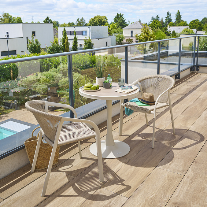 Ensemble table de bistro OVIALON + 2 fauteuils RIU Argile