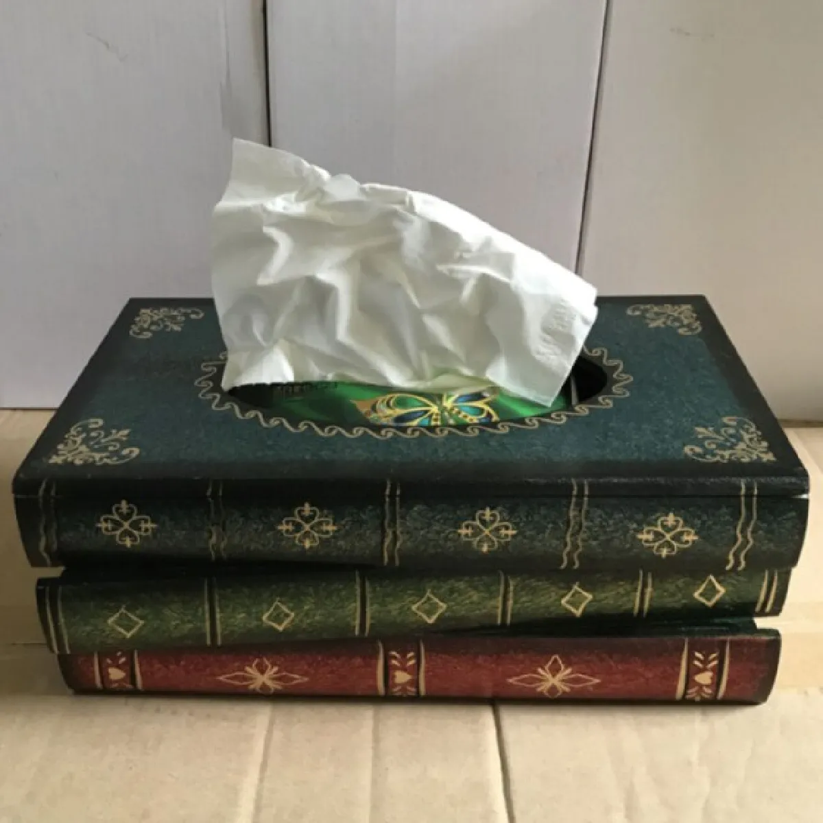Universal Boîte à mouchoirs verte en bois