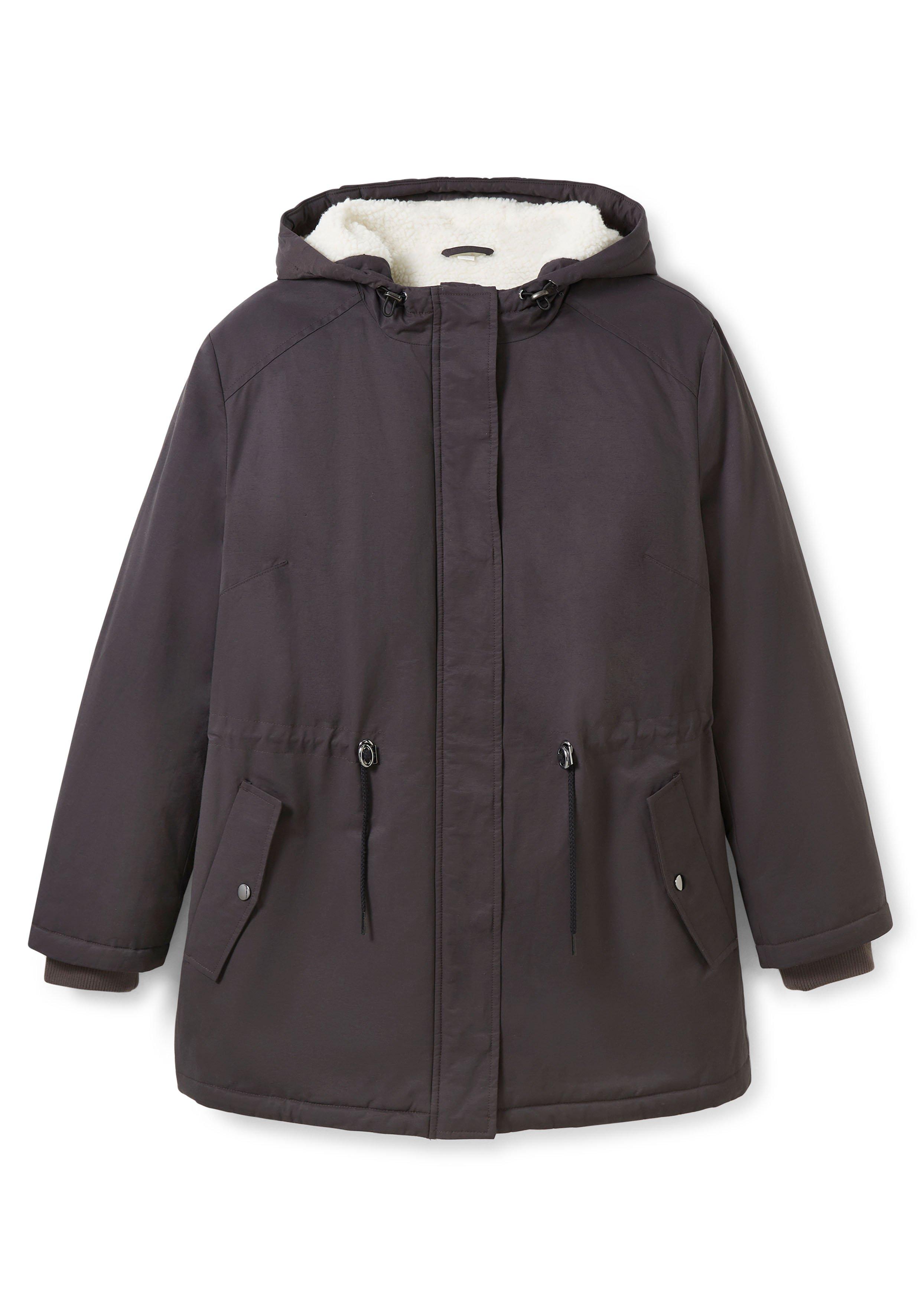 Longparka mit Teddyfutter und Taillen-Tunnelzug