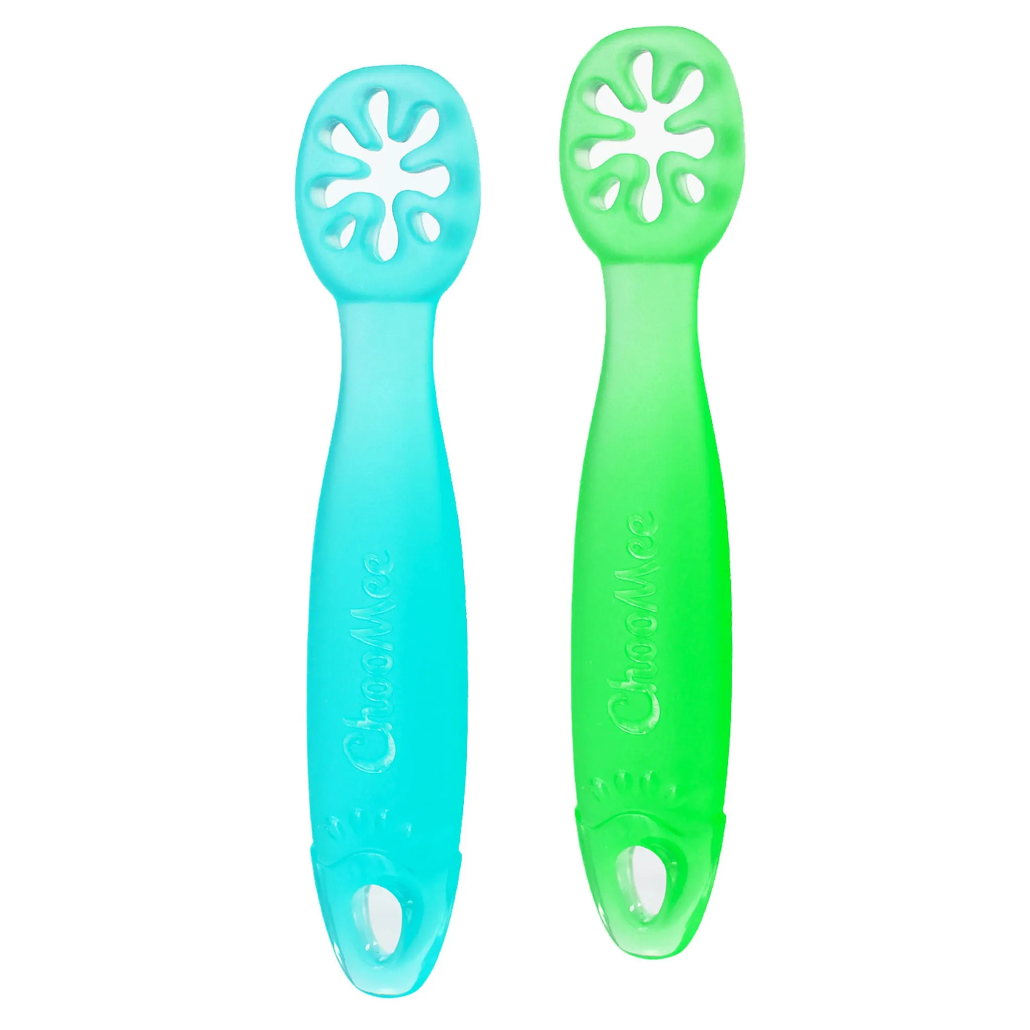 ChooMee Cuillère d’Apprentissage FlexiDip Paquet de 2 - Aqua Verte