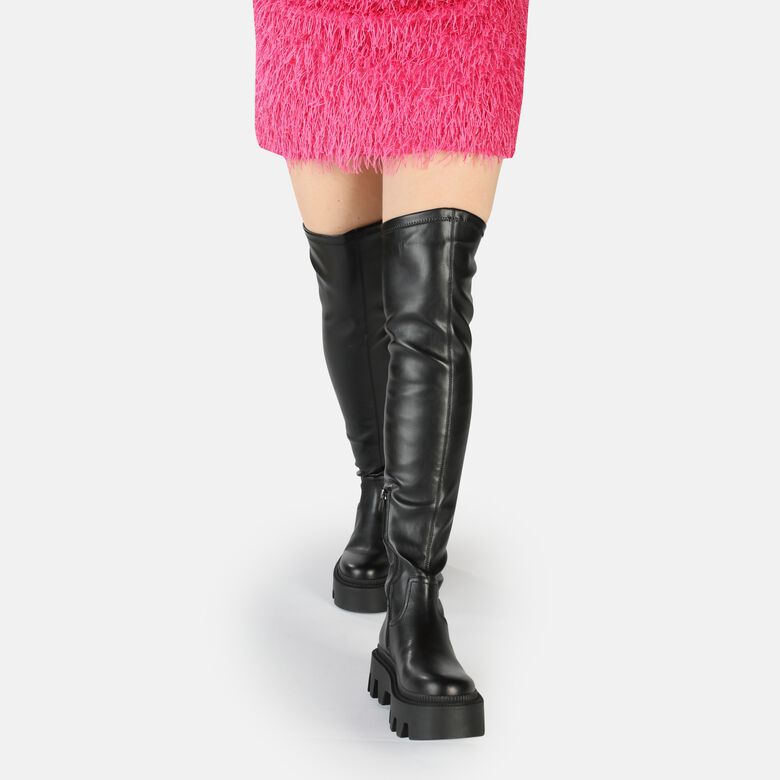 Flora Overknee Bottes vegan, noir