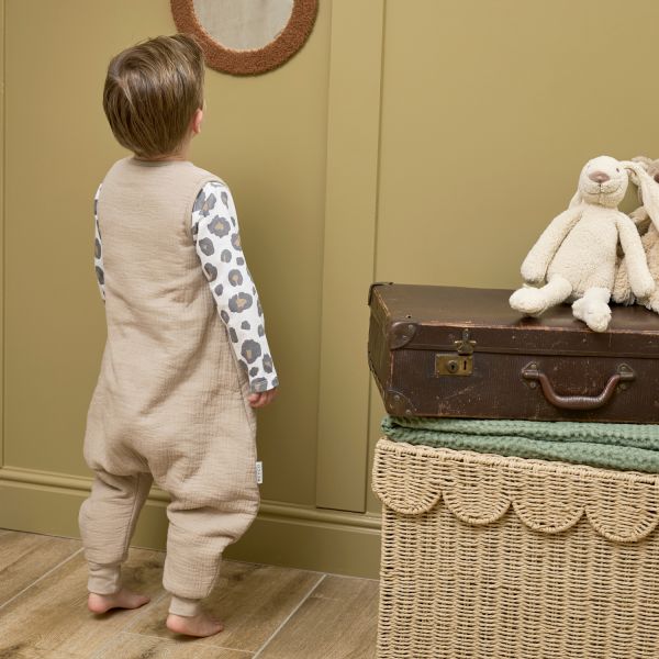Meyco Baby Uni baby winter slaapoverall jumper - pre-washed hydrofiel - sand - 104cm
