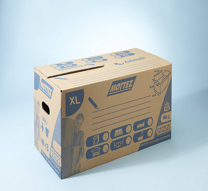 Carton de déménagement avec poignées 20 kg Mottez H. 40 x L. 60 x l. 40 cm, capacité 96 L