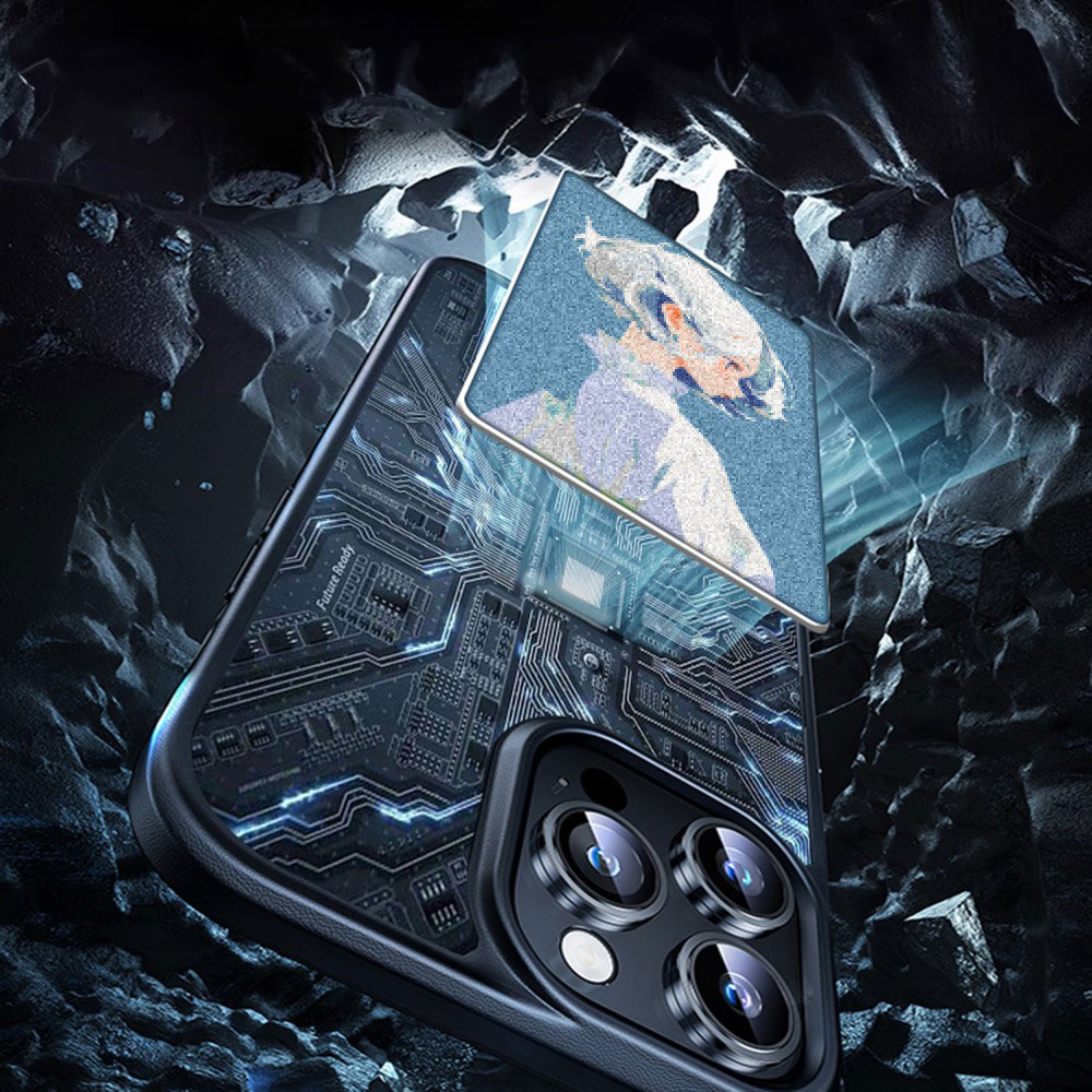 iPhone 15 Pro Hybrid Hülle TPU Bumper mit Acryl Rückseite   E-Ink Display - Grau