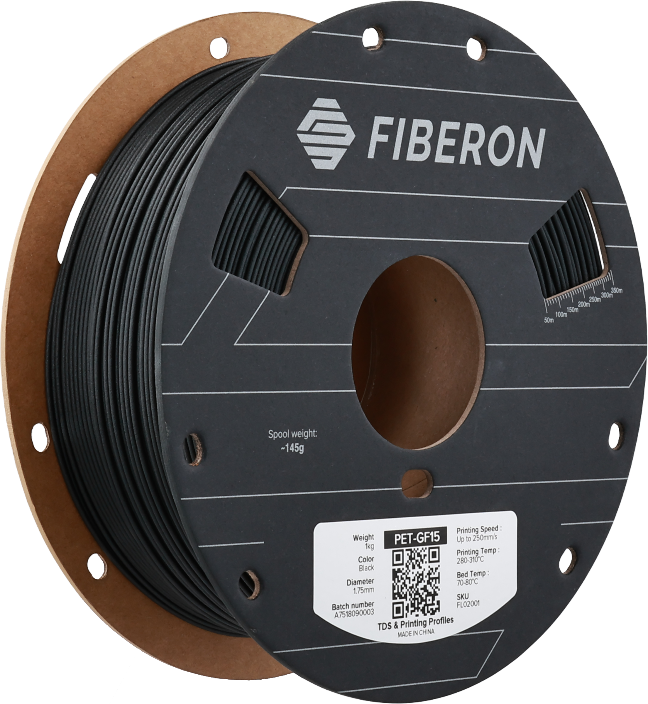 Polymaker  Fiberon™ PET-GF15 Black, 1,75 mm / 1000 g    Glasfaserverstärktes PET in Black