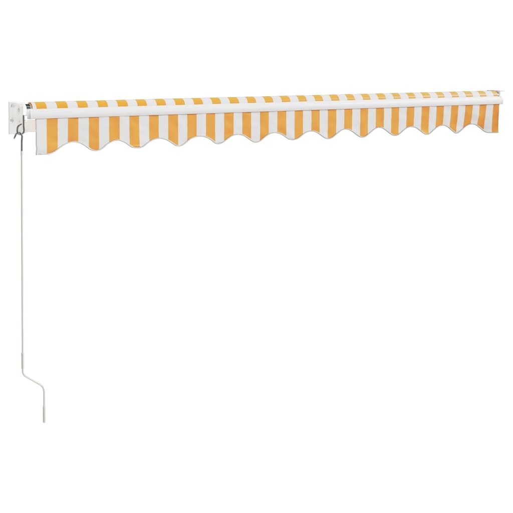 Auvent rétractable jaune et blanc 3x2,5 m tissu et aluminium