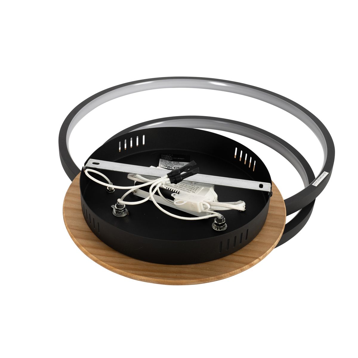 Plafondlamp zwart met hout incl. LED 3-staps dimbaar 3-lichts - Alec