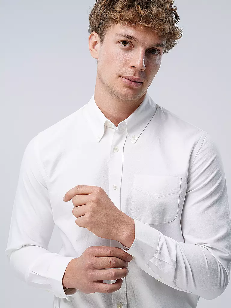 NUDIE JEANS Hemd Slim Fit JOHN weiss